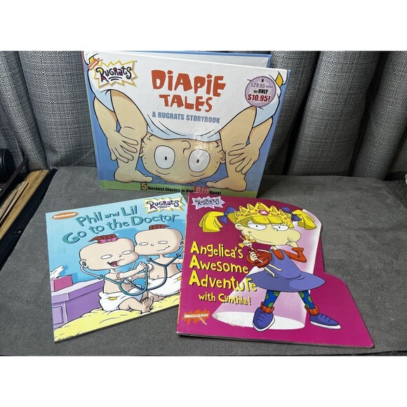 RUGRATS Vtg Nickelodeon Books Lot of 3 Phil & Lil Angelica Diaper Tales - Picture 1 of 13